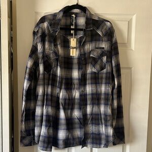 Diesel Navy and Gray Plaid Shirt